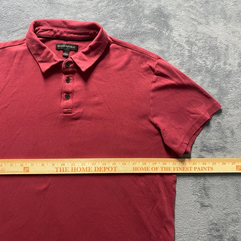 Banana Republic Mens Large Polo Shirt Red Short Sleeve Cotton 1588968 Burgundy